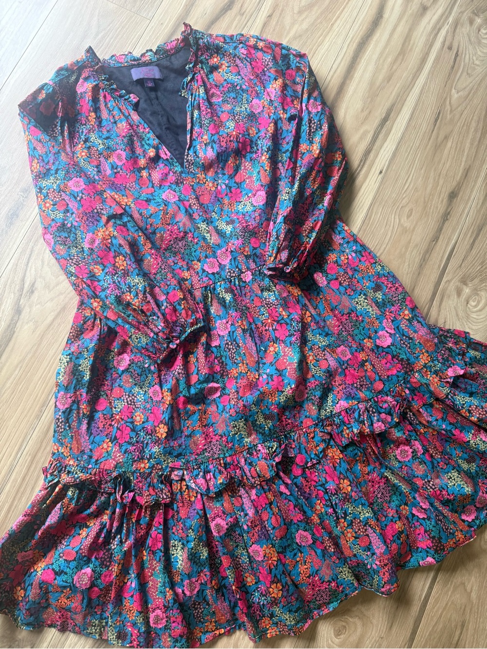 J. Crew Floral Midi Dress in Teal, Pink & Orange Size xs liberty design